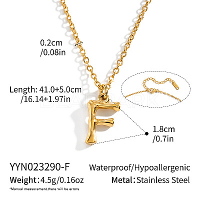 304 Stainless Steel Bamboo Initial Pendant Necklaces for Men Women WM4386-4-1