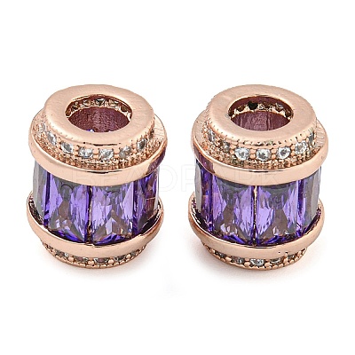 Rack Plating Brass Micro Pave Cubic Zirconia European Beads KK-F089-31RG-04-1