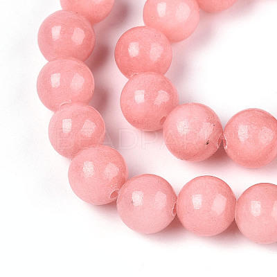 Dyed Natural Mashan Jade Round Beads Strands G-T139-8mm-67B-1