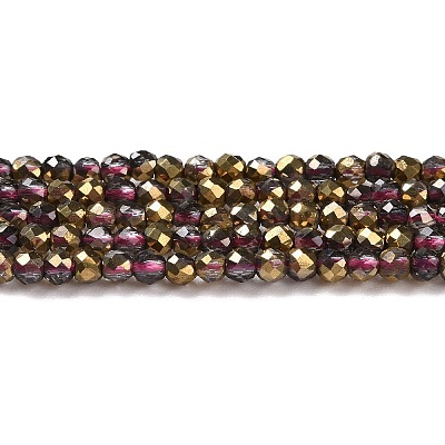 Transparent Electroplate Glass Beads Strands GLAA-H021-01A-HP07-1
