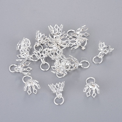 Flower Rack Plating Brass Filigree Bead Cap Bails KK-L102-27S-1
