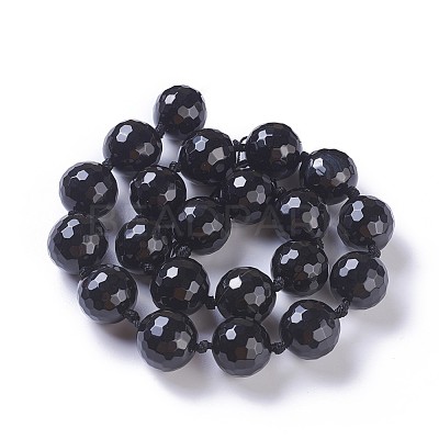 Dyed & Heated Natural Black Agate Beads Strands G-F620-05A-18mm-1