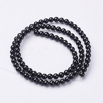 Natural Black Onyx Round Beads Strands GSR18mmC097-1