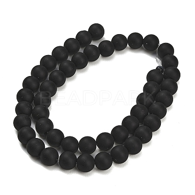Natural Brazil Black Onyx(Dyed & Heated) Beads Strands G-Z024-01B-8mm-01-1