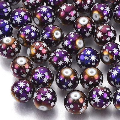 Christmas Electroplate Glass Beads LS-X-EGLA-R113-07G-1