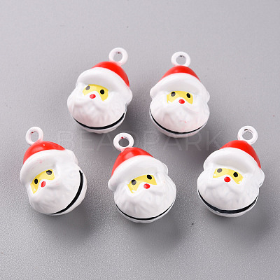 Christmas Baking Paint Brass Bell Pendants X-KKB-S002-007-1