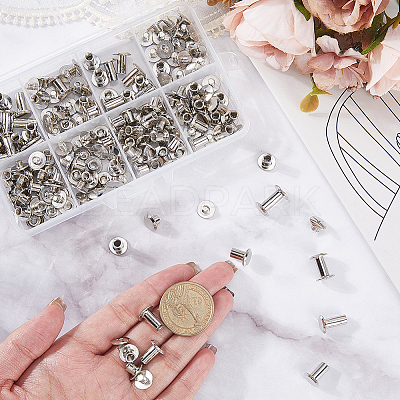90Pcs 6 Styles Steel Snap Rivet Butt Screw STAS-CP0001-07-1