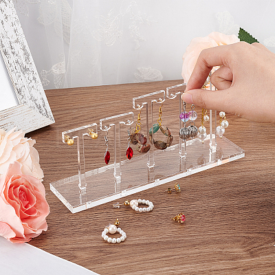 Detachable Acrylic 5 T-Bar Earrings Display Risers EDIS-FG0001-54-1