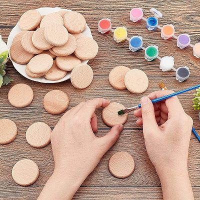 Unfinished Wooden Discs WOOD-WH0030-13-1