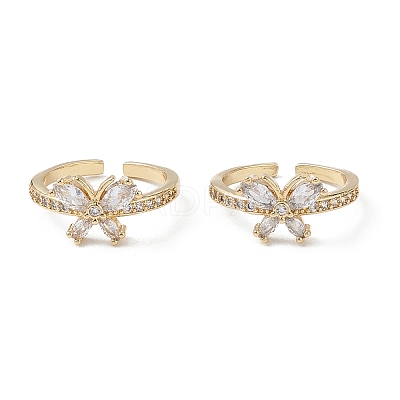 Butterfly Clear Cubic Zirconia Cuff Ring RJEW-M146-11G-1
