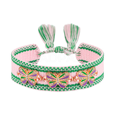 Butterfly Adjustable Polyester & Alloy & Resin Enamel & Rhinestone Slider Bracelets FS-WG9985D-01-1