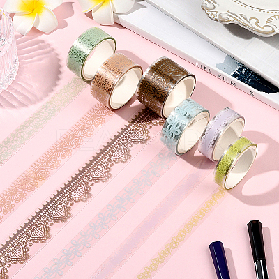 1Bag Lace Patterns PET Floral Decorative Tape Set AJEW-SP0002-74B-1