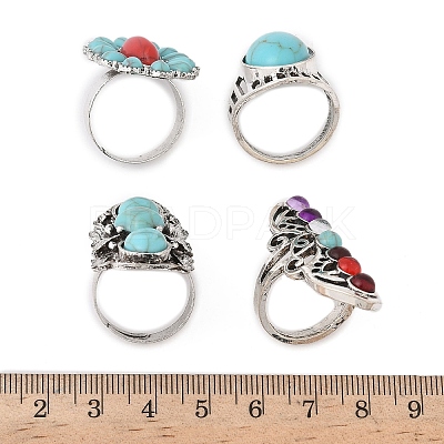 4Pcs Adjustable Alloy Finger Rings Sets RJEW-L131-02AS-1