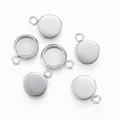 Tarnish Resistant 304 Stainless Steel Pendant Cabochon Settings STAS-E146-18P-6mm-1