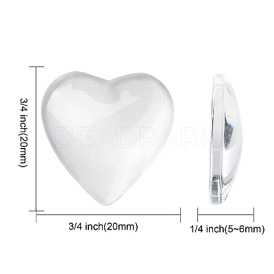 Transparent Glass Heart Cabochons GGLA-R021-20mm-1