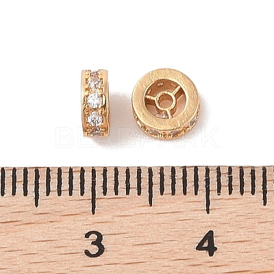 Brass Micro Pave Clear Cubic Zirconia Beads KK-B100-055C-G-1