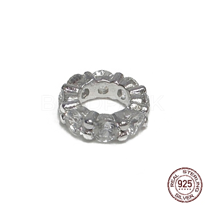 Rhodium Plated 925 Sterling Silver European Beads STER-K176-10P-1