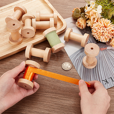 Retro Wood Sewing Cross Stitch Embroidery Thread Storage Bobbins WOOD-WH0124-66-1