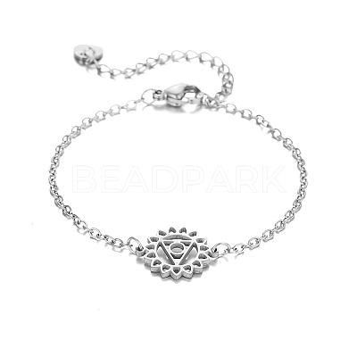 304 Stainless Steel Chakra Yoga Flower Link Bracelets for Women FS-WGDB3EB-02-1