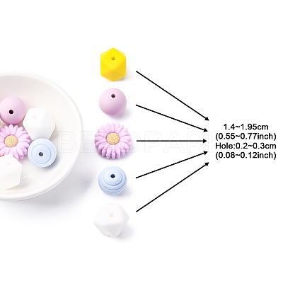 5 Styles Food Grade Eco-Friendly Silicone Beads SIL-FS0001-24-1