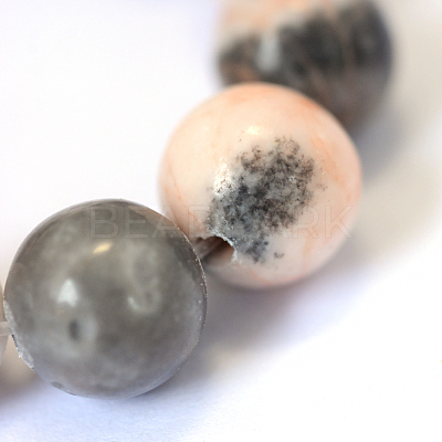 Natural Zebra Jasper Round Bead Strands X-G-E334-8mm-11-1