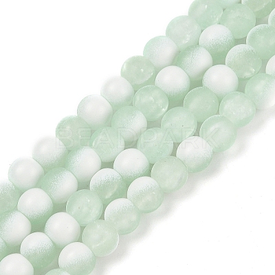 Frosted Crackle Glass Beads Strands GLAA-U001-6mm-M01-1