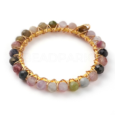 Natural Multicolor Tourmaline Wire Wrapped Pendants PALLOY-JF00590-02-1