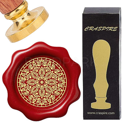 Brass Wax Seal Stamps with Wood Handle AJEW-WH0412-0210-1