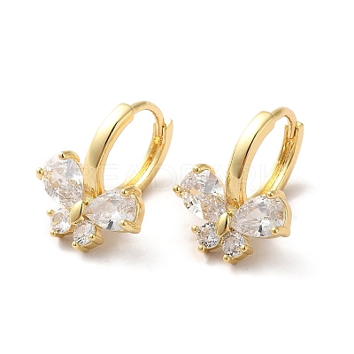 Cubic Zirconia Butterfly Hoop Earrings ZIRC-Q201-26G-02-1