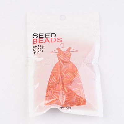 Transparent Colours Rainbow Glass Bugle Beads X-TSDB6MM169-1
