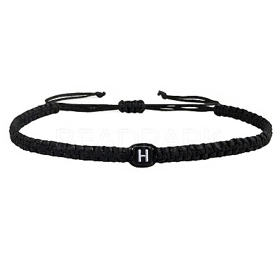 Adjustable Handmade Woven Waxed Polyester Cord Braided Bracelets with Acrylic Letter Beads OI4298-8-1