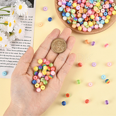200Pcs Transparent Stripe Resin Beads RESI-SP0001-45-1