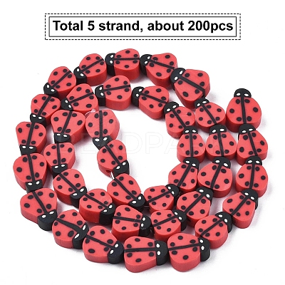 5 Strands Handmade Polymer Clay Beads CLAY-SC0001-45B-1