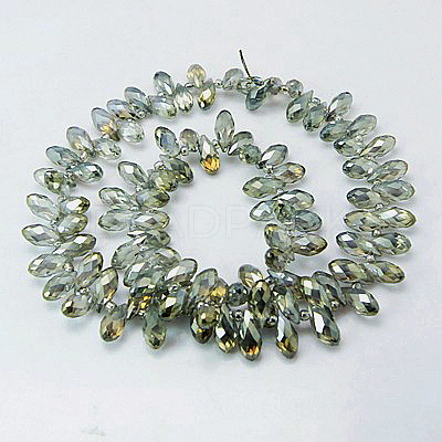 Electroplate Glass Faceted Teardrop Beads Strands EGLA-D014-31-1