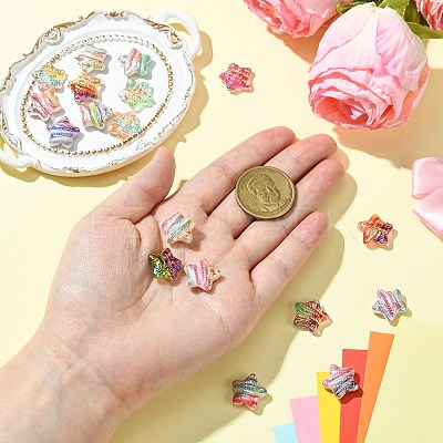 18Pcs 18 Colors Printed Resin Beads RESI-CJ0004-64-1