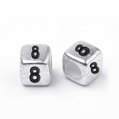Antique Silver Plated Acrylic Beads PB43C9308-8-1