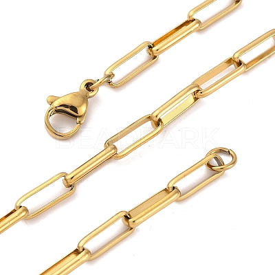 304 Stainless Steel Paperclip Chain Necklaces X-NJEW-Q013-03G-1