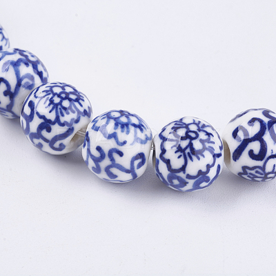 Handmade Blue and White Porcelain Beads PORC-G002-28-1