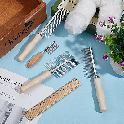 4Pcs 4 Styles Stainless Steel Combs AJEW-OC0013-77-1