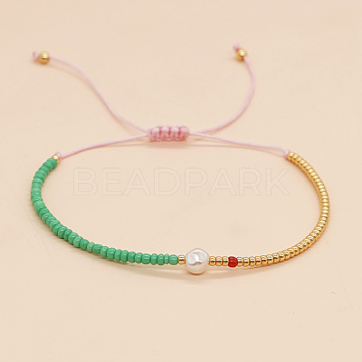 Adjustable Glass Seed Beads Braided Bead Bracelets for Women UG7337-6-1