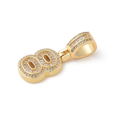 Brass Clear Cubic Zirconia European Dangle Charms KK-R003-01G-08-1