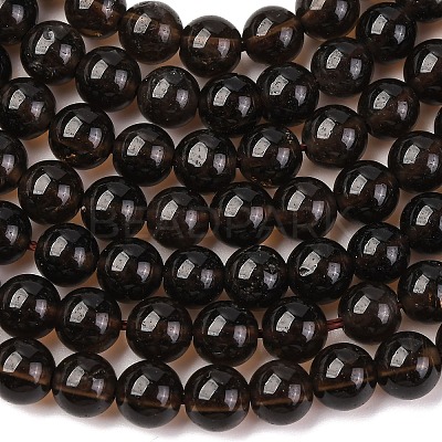 Natural Smoky Quartz Round Beads Strands X-G-E329-6mm-38-1