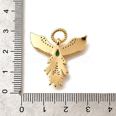 Brass Micro Pave Cubic Zirconia with Glass Pendants KK-U055-10G-02-1