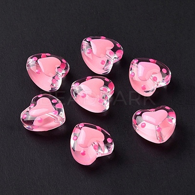 Glass Heart Beads GLAA-D005-01A-1