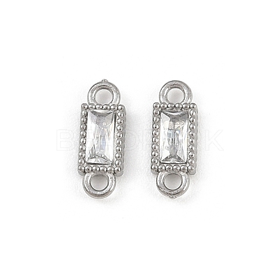 304 Stainless Steel Pave Clear Cubic Zirconia Rectangle Links Connector Charms STAS-F322-13P-1
