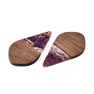 Transparent Resin and Walnut Wood Pendants RESI-T057-06H-1