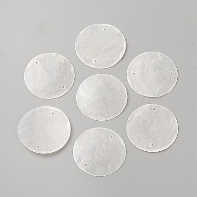 Natural Shell Slice Connector Charms LS-SSHEL-WH0001-45-1