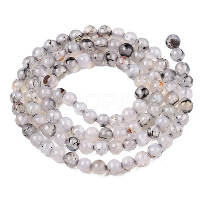 Round Natural Dragon Veins Agate Beads Strands G-S124-4mm-1
