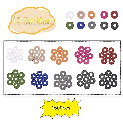 1500Pcs 10 Colors Dark Colors Handmade Polymer Clay Beads CLAY-YW0001-37B-1