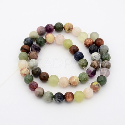 Natural & Synthetic Mixed Gemstone Beads Strands G-P070-26-8mm-1